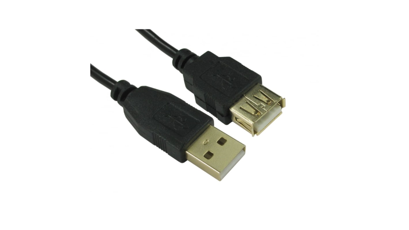 Cable USB 2.0 RS PRO, con A. USB A Macho, con B. USB A Hembra, long. 1.8m