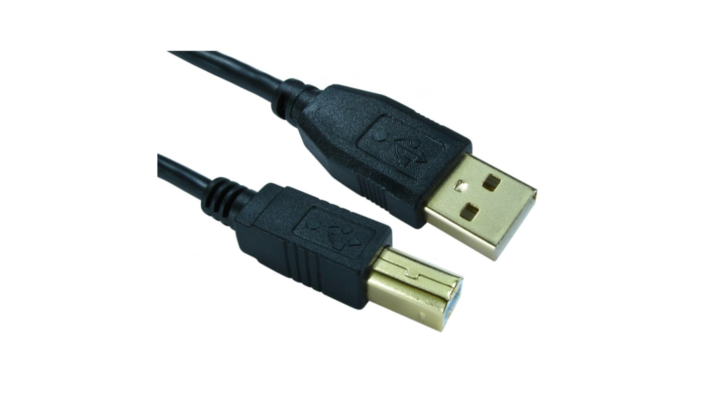 RS PRO USB 2.0 Cable, Male USB A to Male USB B USB Extension Cable, 1m