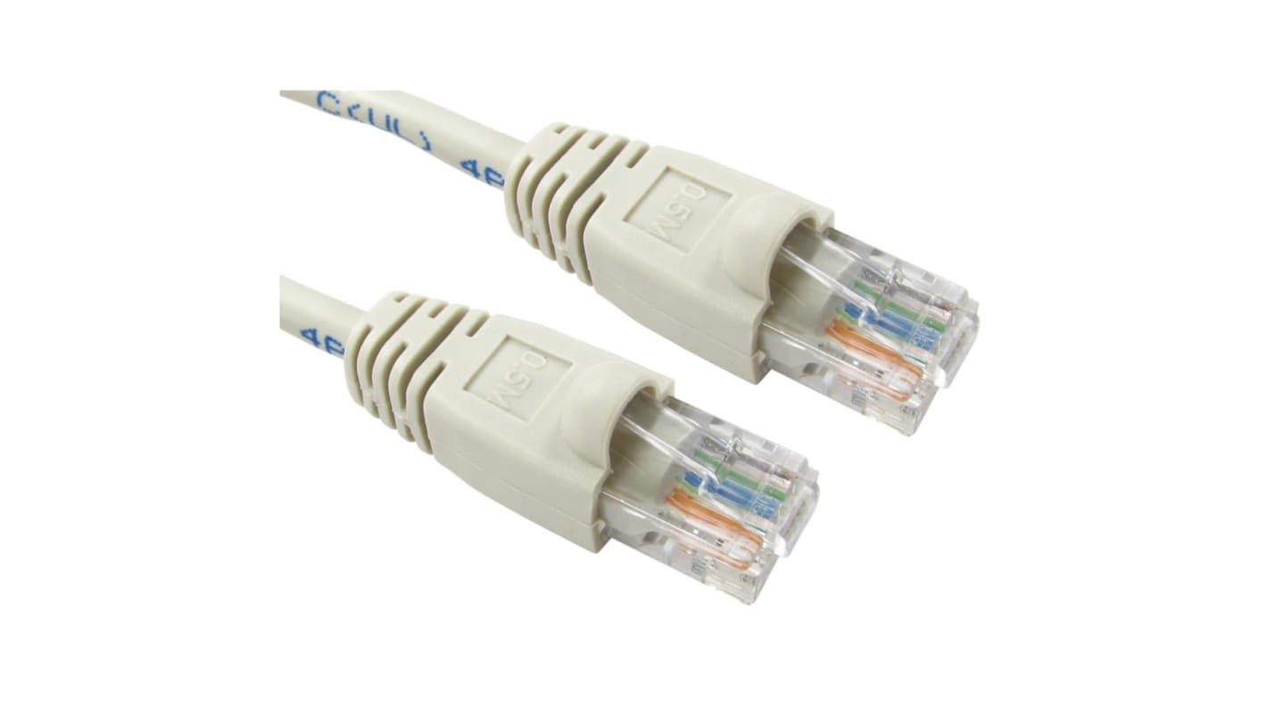 RS PRO Cat5e Straight Male RJ45 to Straight Male RJ45 Ethernet Cable, UTP, Grey PVC Sheath, 500mm