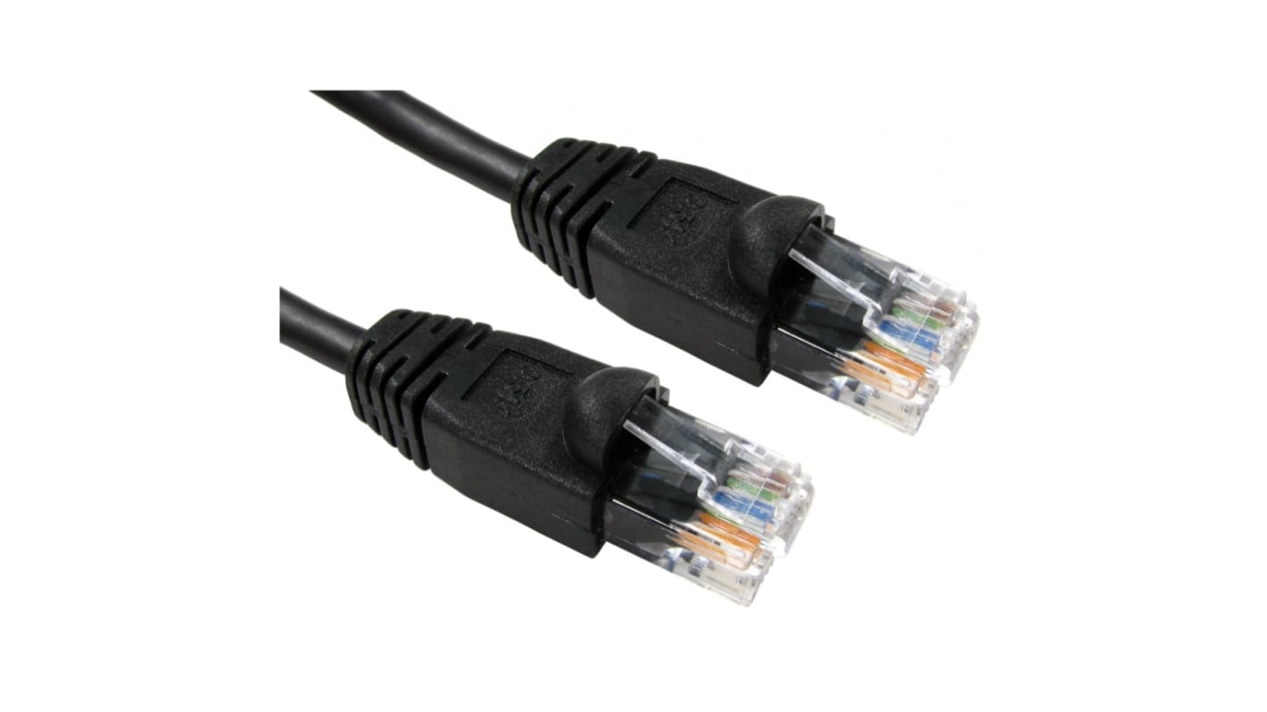 RS PRO Cat5e Straight Male RJ45 to Straight Male RJ45 Ethernet Cable, UTP, Black PVC Sheath, 1m