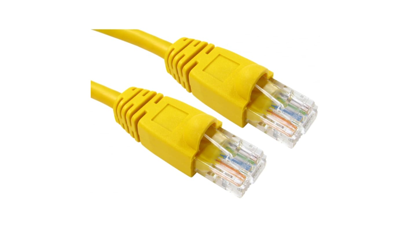 RS PRO Cat5e Straight Male RJ45 to Straight Male RJ45 Ethernet Cable, UTP, Yellow PVC Sheath, 1m