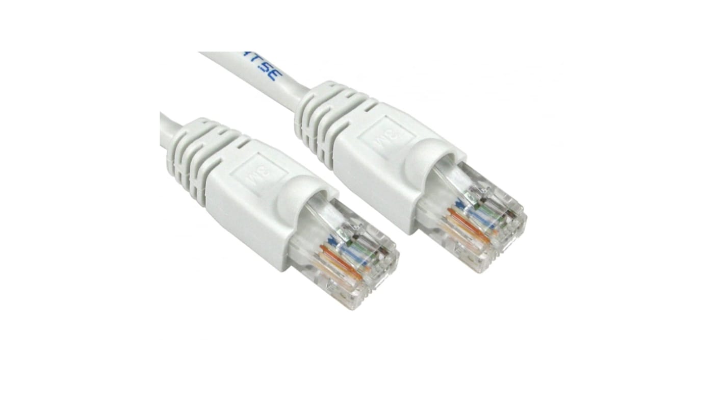 RS PRO Cat5e Straight Male RJ45 to Straight Male RJ45 Ethernet Cable, UTP, White PVC Sheath, 3m