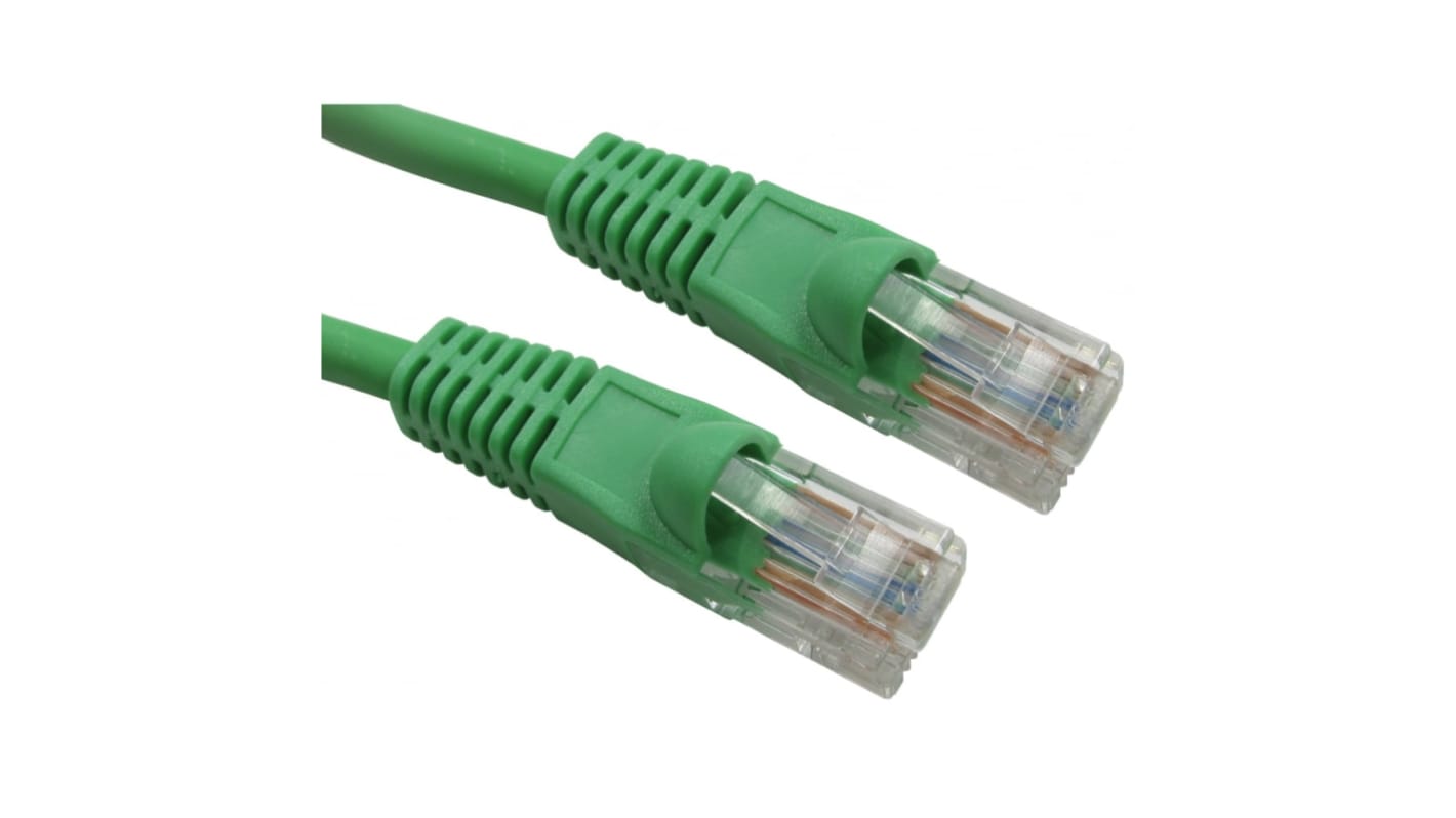 RS PRO Cat5e Straight Male RJ45 to Straight Male RJ45 Ethernet Cable, UTP, Green LSZH Sheath, 500mm