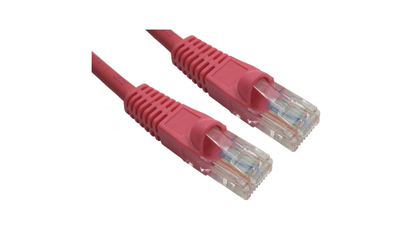 RS PRO Cat5e Straight Male RJ45 to Straight Male RJ45 Ethernet Cable, UTP, Red LSZH Sheath, 500mm