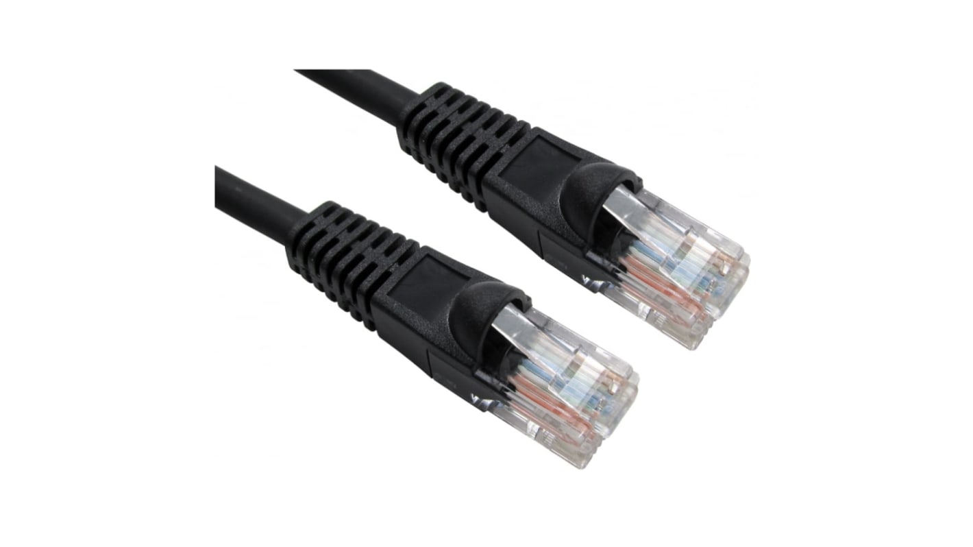 RS PRO Cat5e Straight Male RJ45 to Straight Male RJ45 Ethernet Cable, UTP, Black LSZH Sheath, 2m