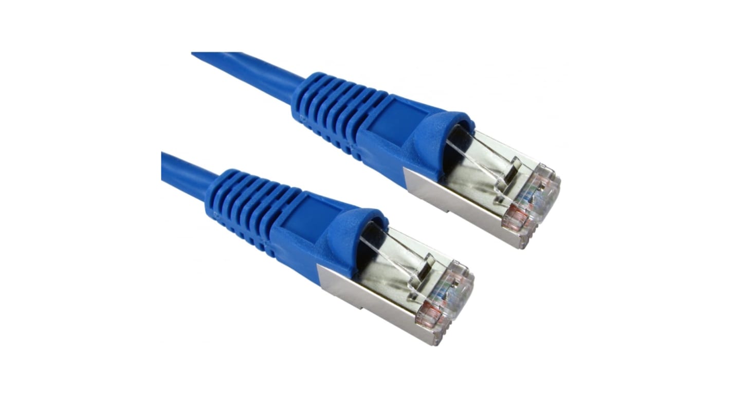 RS PRO Cat5e Straight Male RJ45 to Straight Male RJ45 Ethernet Cable, FTP, Blue PVC Sheath, 500mm
