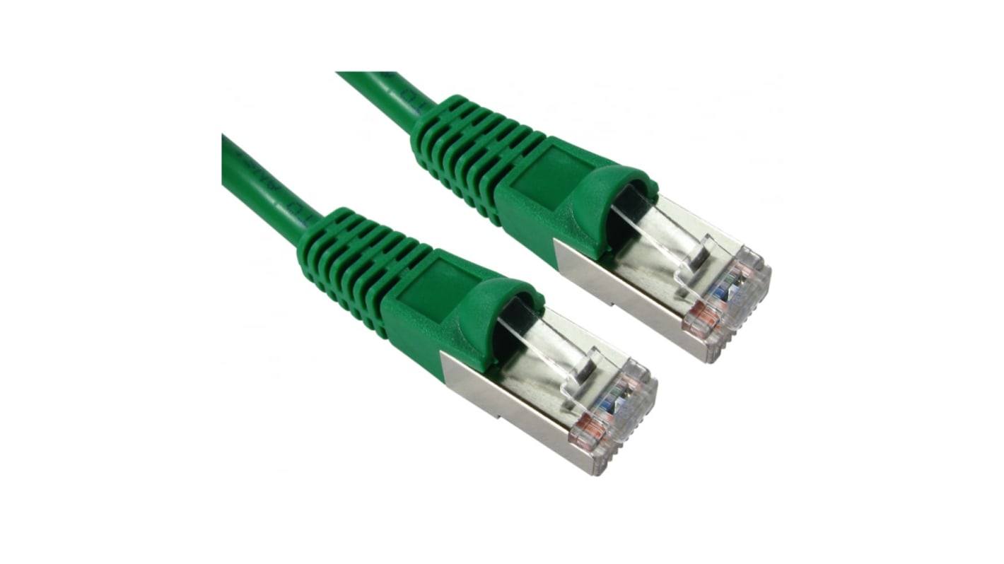 RS PRO Cat5e Straight Male RJ45 to Straight Male RJ45 Ethernet Cable, FTP, Green PVC Sheath, 1m