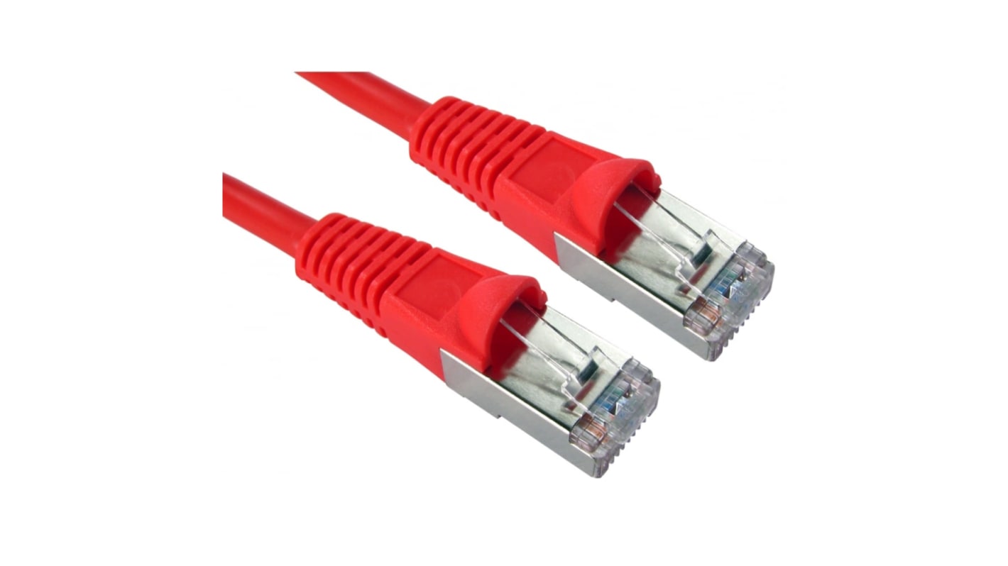 RS PRO Cat5e Straight Male RJ45 to Straight Male RJ45 Ethernet Cable, FTP, Red PVC Sheath, 1m