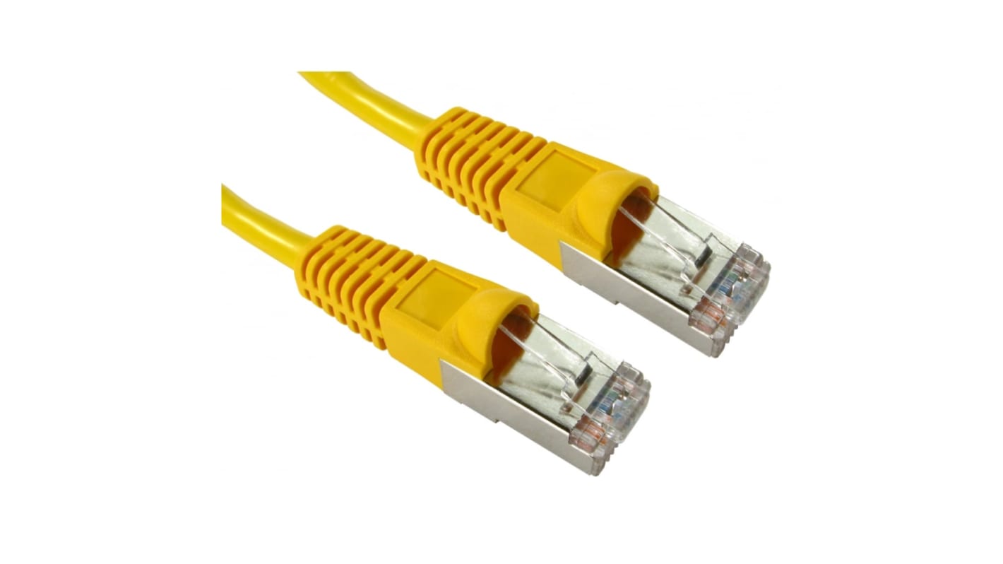 RS PRO Cat5e Straight Male RJ45 to Straight Male RJ45 Ethernet Cable, FTP, Yellow PVC Sheath, 1m