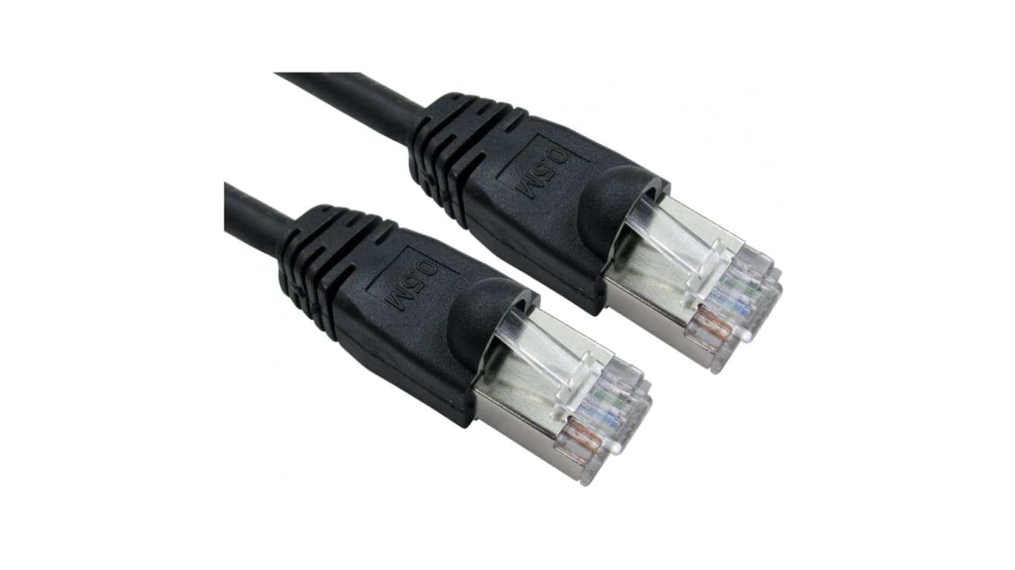 RS PRO Cat6 Straight Male RJ45 to Straight Male RJ45 Ethernet Cable, FTP, Black LSZH Sheath, 1m