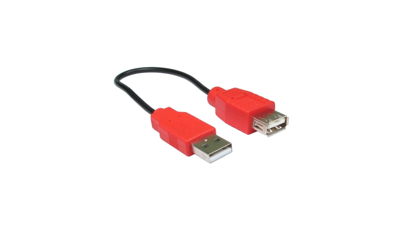 RS PRO USB 2.0 Cable, Male USB A to Female USB A USB Extension Cable, 225mm