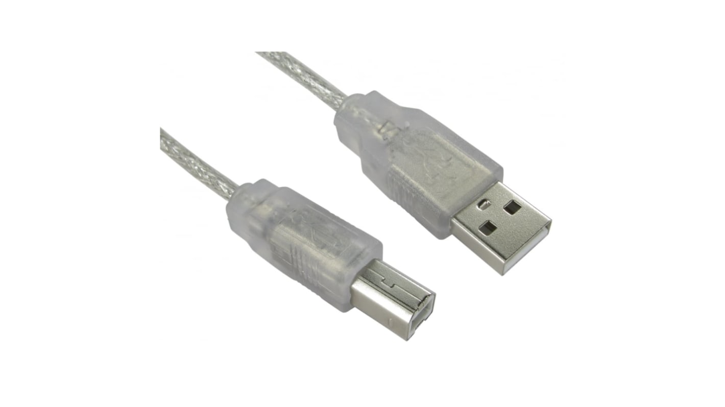 RS PRO USB 2.0 Cable, Male USB A to Male USB B USB Extension Cable, 1.8m