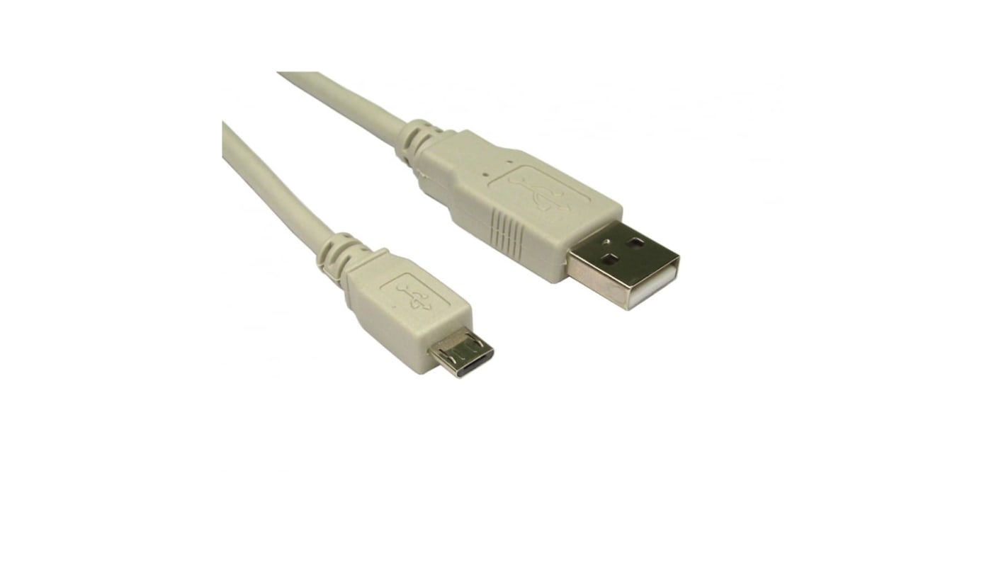 RS PRO USB 2.0 Cable, Male USB A to Male Micro USB B USB Extension Cable, 1.8m