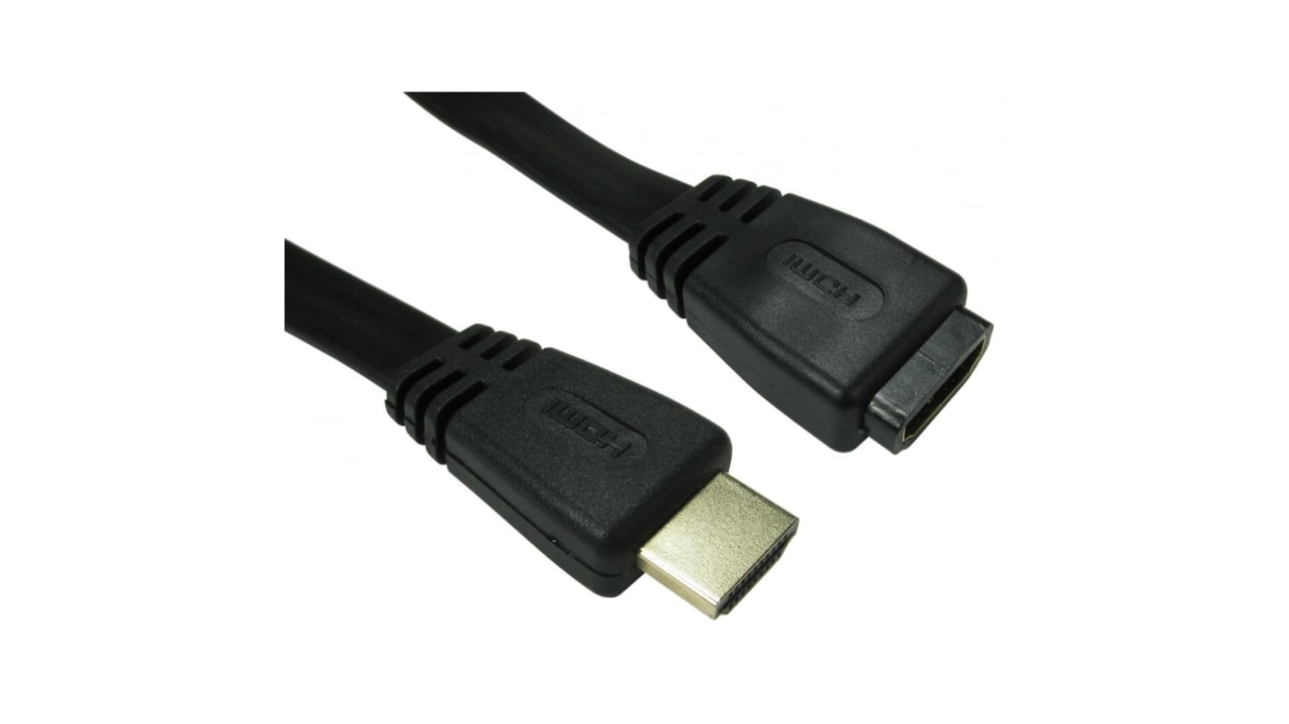 RS PRO 4Kpixels HDMI 1.4 → 2.0 Male HDMI to Female HDMI  Cable, 1m