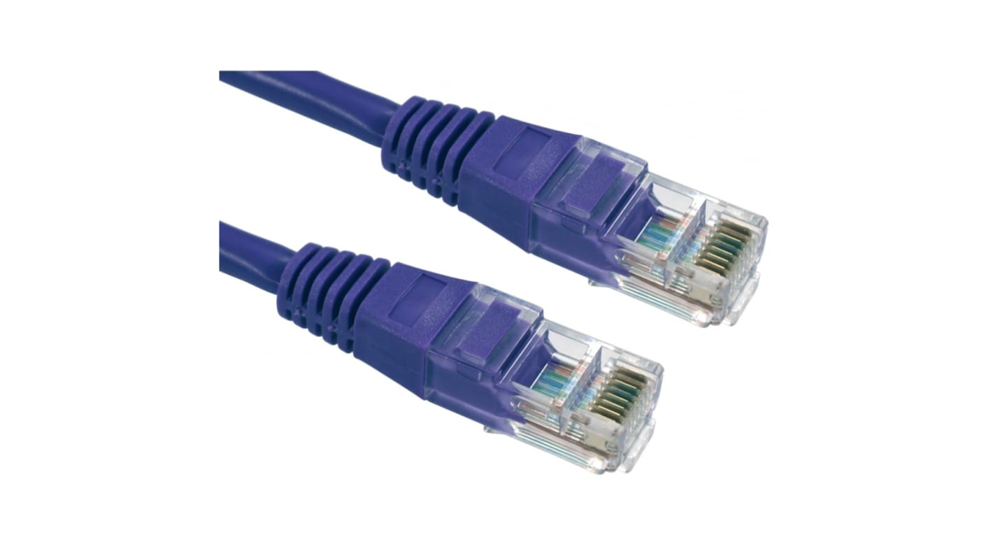RS PRO Cat5e Straight Male RJ45 to Straight Male RJ45 Ethernet Cable, UTP, Purple PVC Sheath, 250mm
