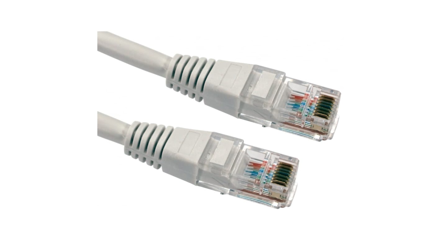 RS PRO Cat5e Straight Male RJ45 to Straight Male RJ45 Ethernet Cable, UTP, White PVC Sheath, 500mm