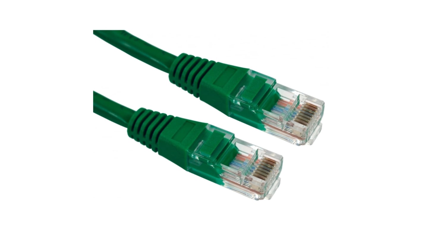 RS PRO Cat5e Straight Male RJ45 to Straight Male RJ45 Ethernet Cable, UTP, Green PVC Sheath, 1.5m