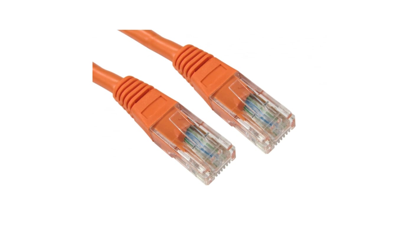 RS PRO Cat5e Straight Male RJ45 to Straight Male RJ45 Ethernet Cable, UTP, Orange PVC Sheath, 1m