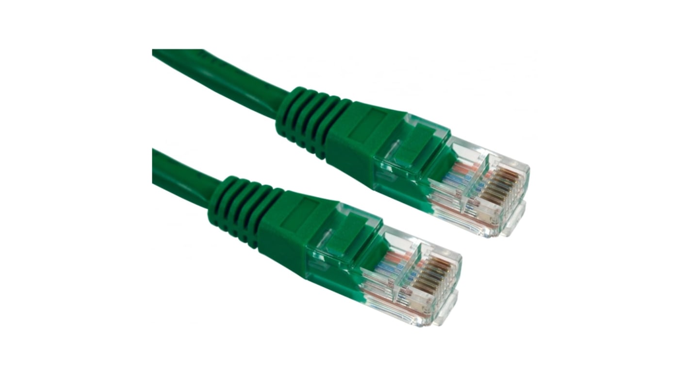 RS PRO Cat5e Straight Male RJ45 to Straight Male RJ45 Ethernet Cable, UTP, Green PVC Sheath, 3m