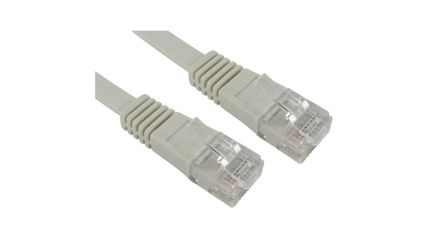 RS PRO Cat5e Straight Male RJ45 to Straight Male RJ45 Ethernet Cable, UTP, Grey PVC Sheath, 1m