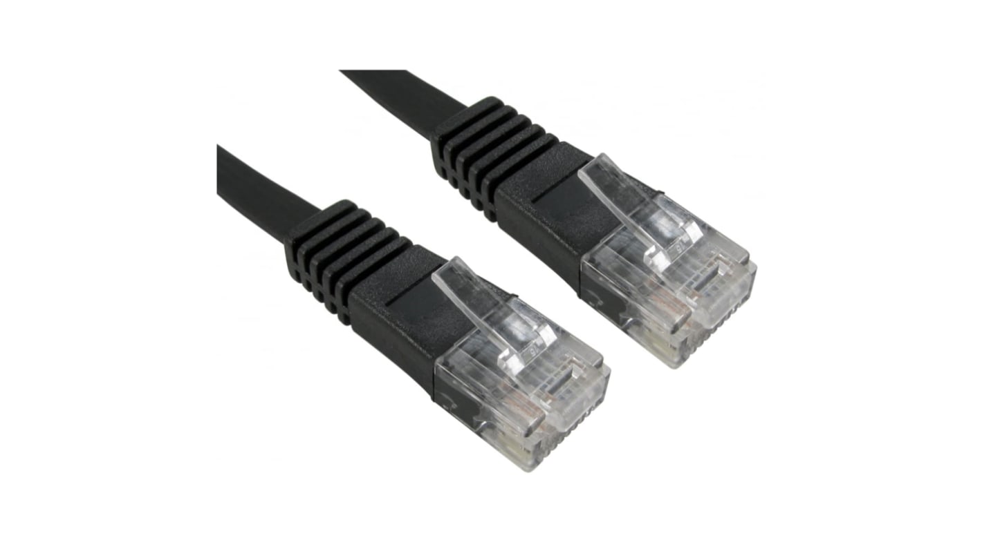 RS PRO Cat5e Straight Male RJ45 to Straight Male RJ45 Ethernet Cable, UTP, Black PVC Sheath, 2m