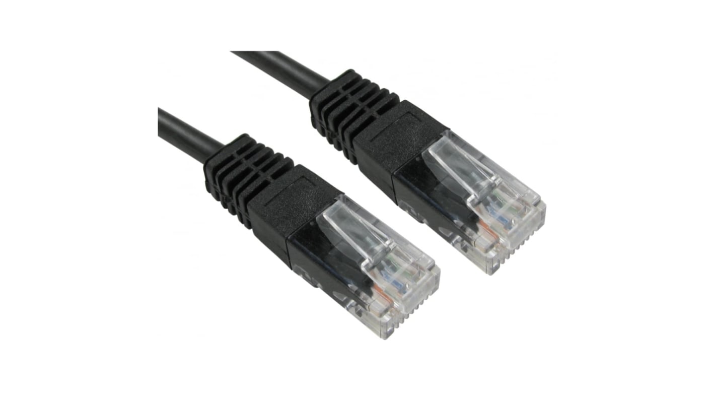 RS PRO Cat5e Straight Male RJ45 to Straight Male RJ45 Ethernet Cable, UTP, Black PVC Sheath, 250mm