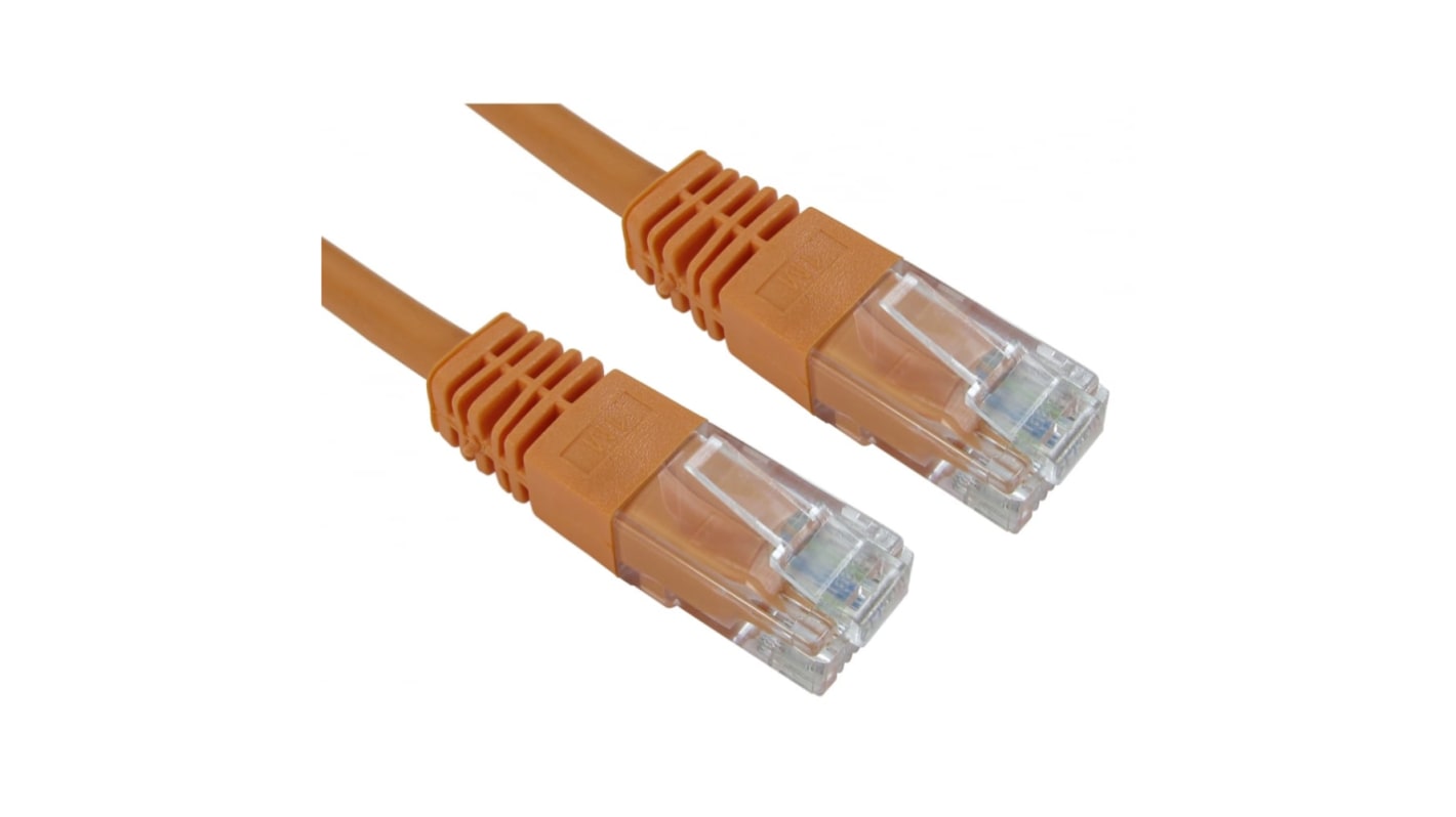 RS PRO Cat5e Straight Male RJ45 to Straight Male RJ45 Ethernet Cable, UTP, Orange PVC Sheath, 250mm