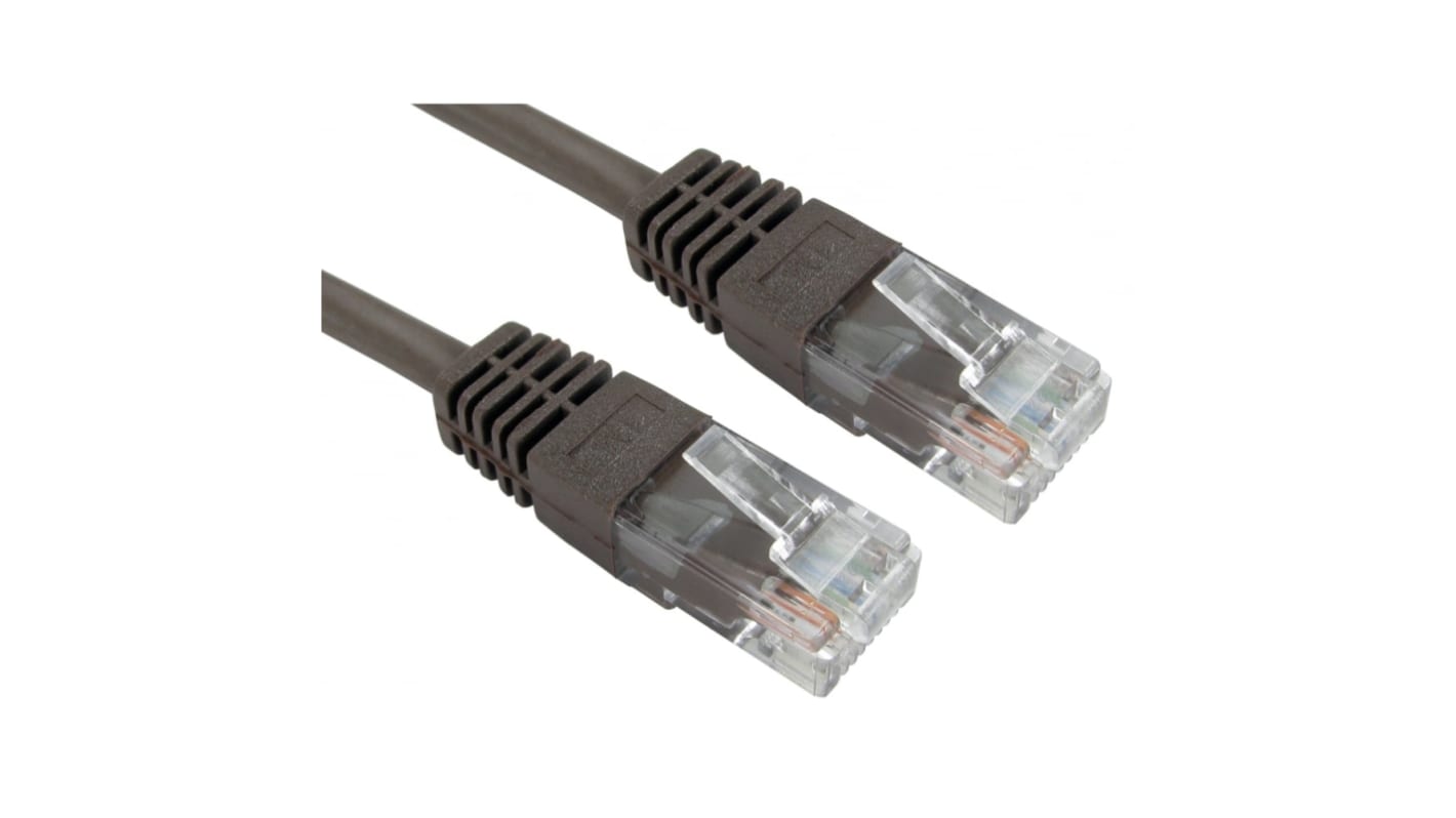 RS PRO Cat5e Straight Male RJ45 to Straight Male RJ45 Ethernet Cable, UTP, Brown PVC Sheath, 250mm