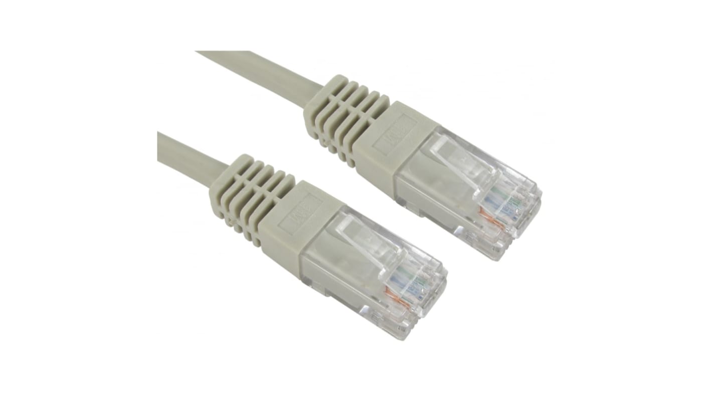 RS PRO Cat5e Straight Male RJ45 to Straight Male RJ45 Ethernet Cable, UTP, Grey PVC Sheath, 1m