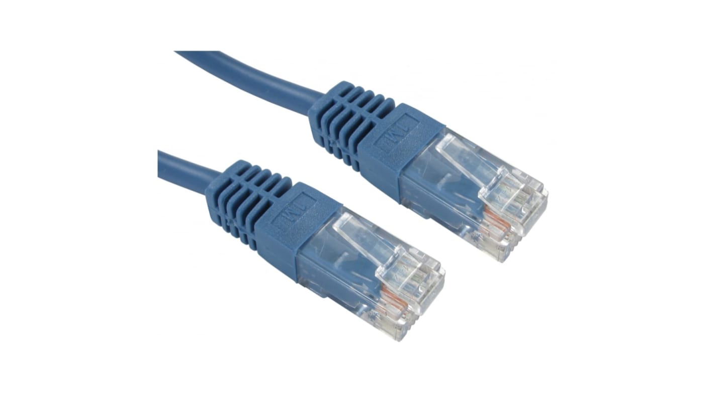 Cavo Ethernet Cat5e (UTP) RS PRO, guaina in PVC col. Blu, L. 2m, Con terminazione