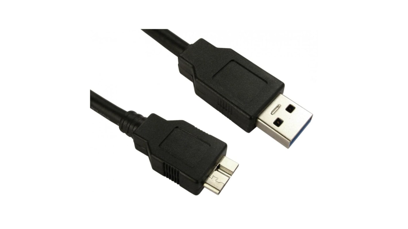 RS PRO USB 3.0 Cable, Male USB A to Male Micro USB B USB Extension Cable, 0.8m