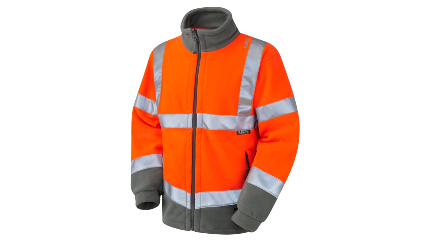 Leo Workwear Orange Unisex Hi Vis Fleece, 5XL