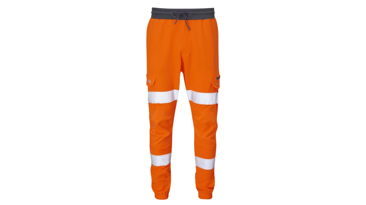 Leo Workwear JT01-O-LEO Orange Lightweight, Stretchy Trousers, 84 → 89cm Waist Size
