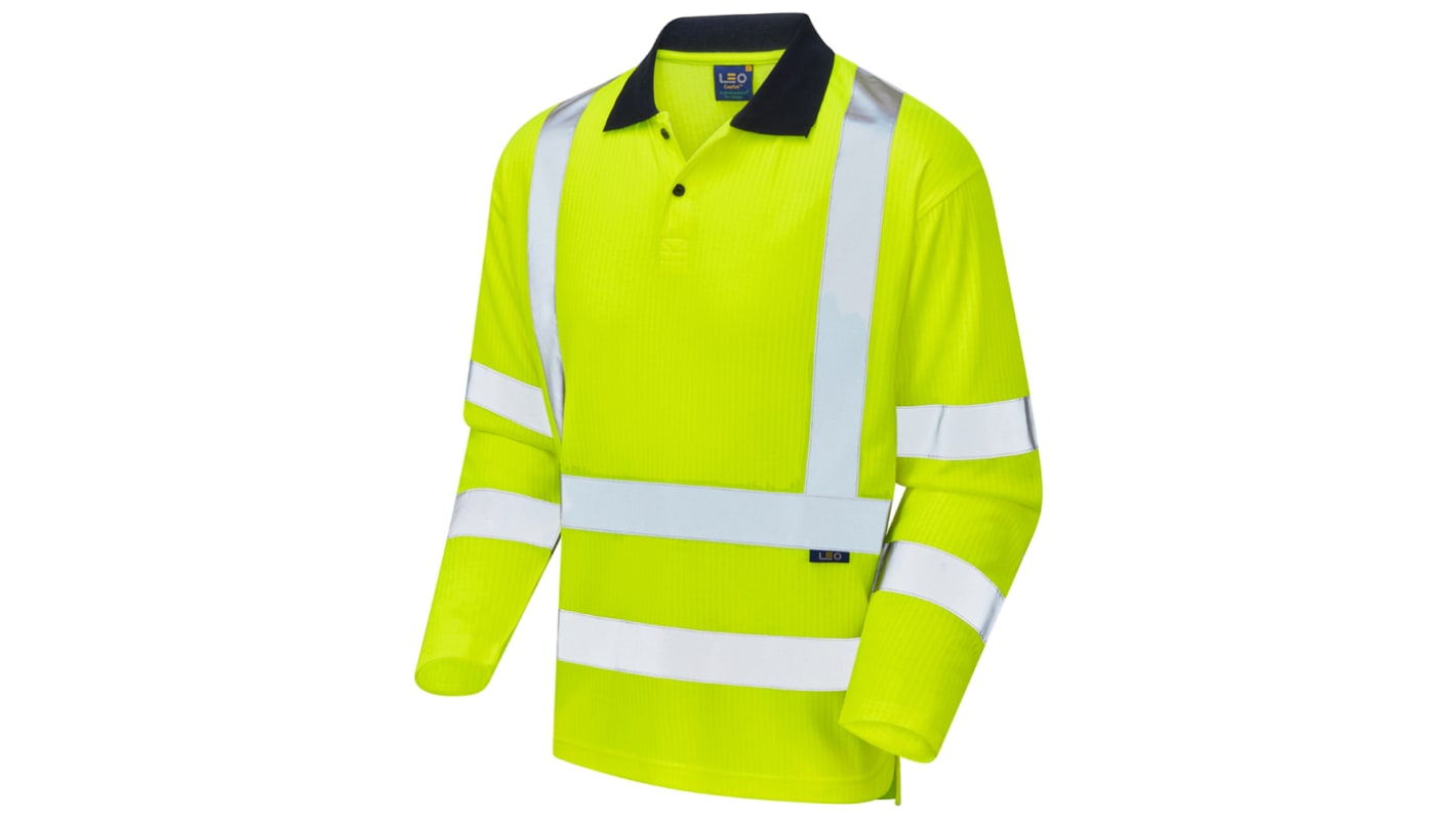 Polo de alta visibilidad de manga larga Unisex Leo Workwear de color Amarillo, talla 5XL