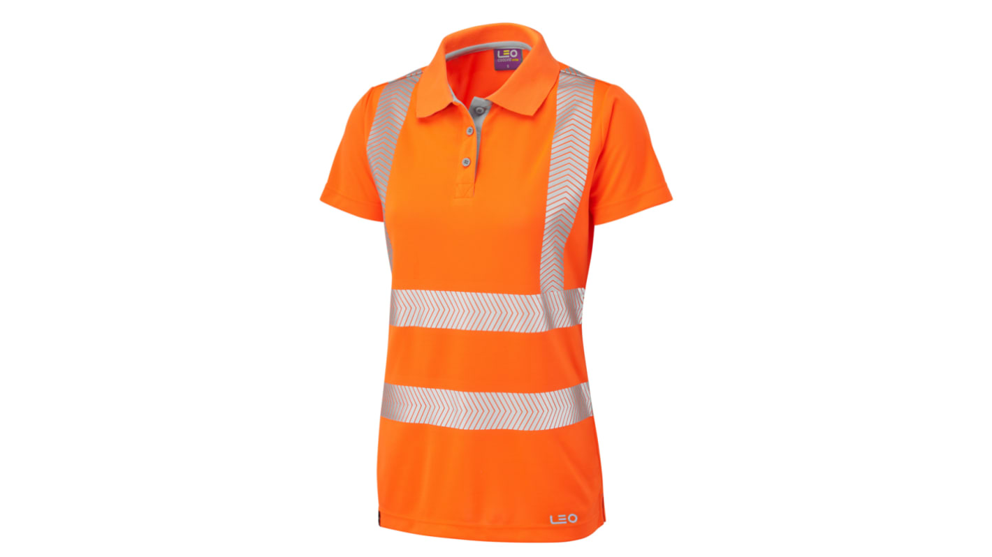 Polo haute visibilité manches courtes Leo Workwear PL03-O-LEO, Orange, taille 3XL, Femme