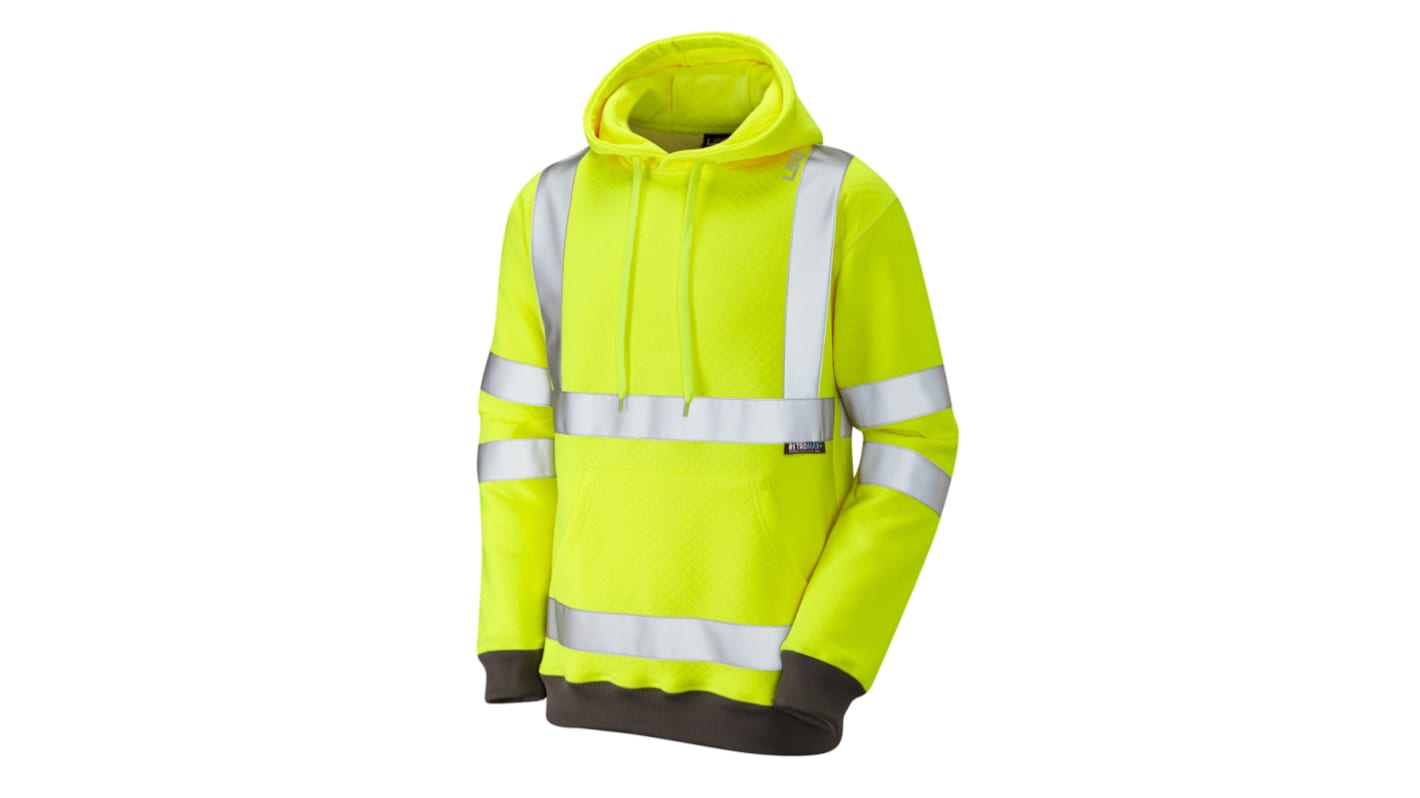 Leo Workwear Yellow Unisex Hi Vis Hoodie, M