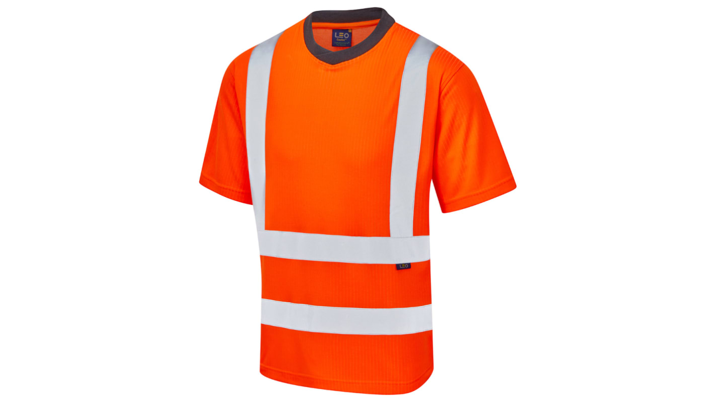 Leo Workwear Warnschutz T-Shirt Kurz Orange Unisex Größe 5XL T01-O-LEO