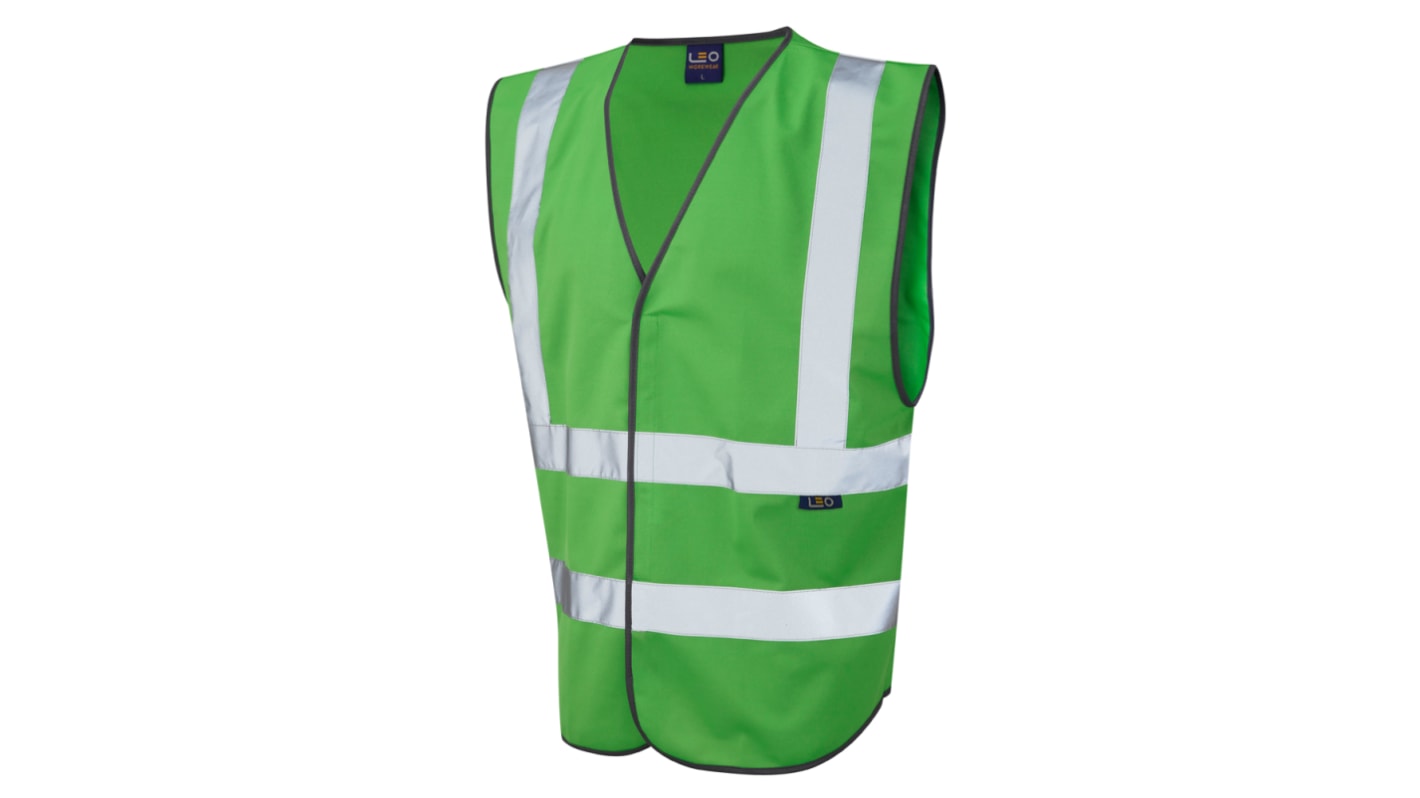 Leo Workwear Grün Unisex 3XL Warnweste, Klettverschluss, Reflektierend