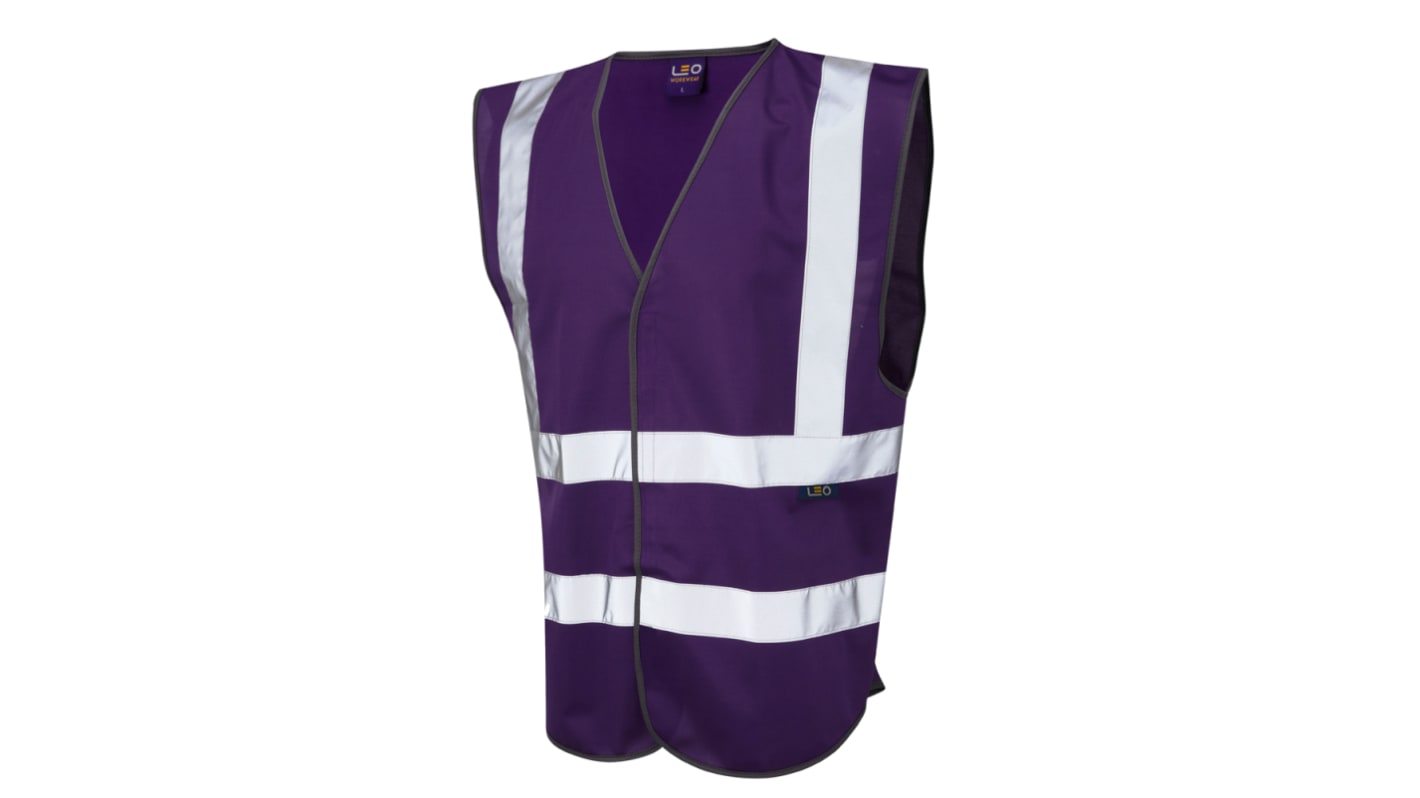 Leo Workwear Purple Hi-Vis Hi Vis Vest, XS