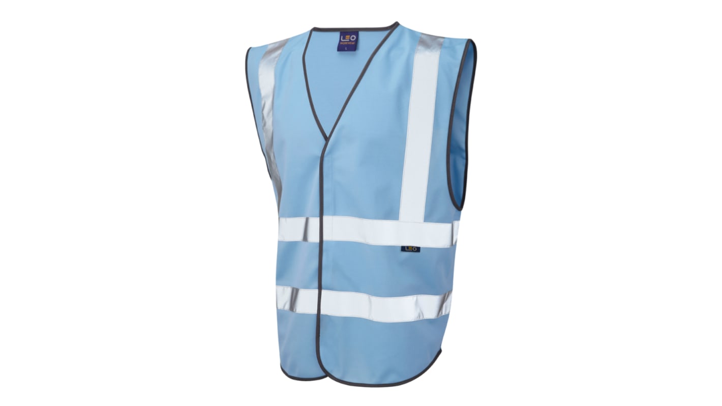 Chaleco de alta visibilidad Unisex Leo Workwear de color Azul, talla 4XL, cierre con Velcro