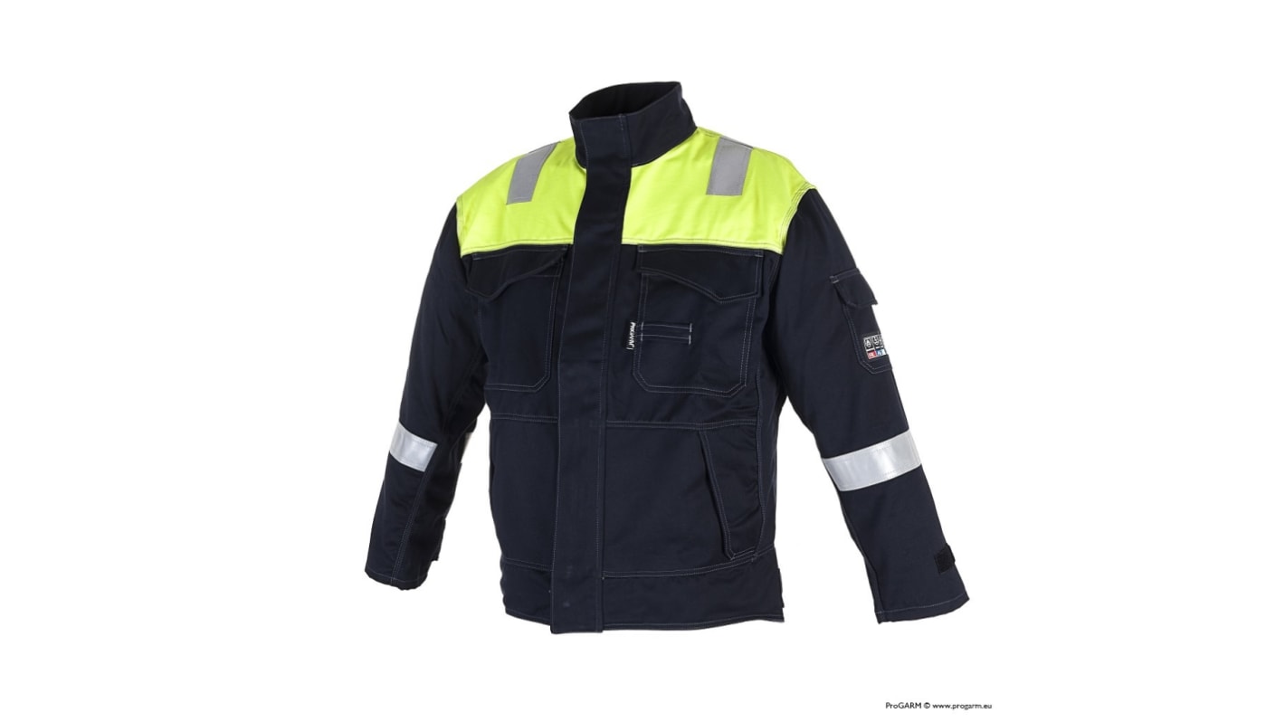 Chaqueta de protección contra arcos eléctricos, Hombre, L, Amarillo/Azul marino, Antiestático, Protección contra