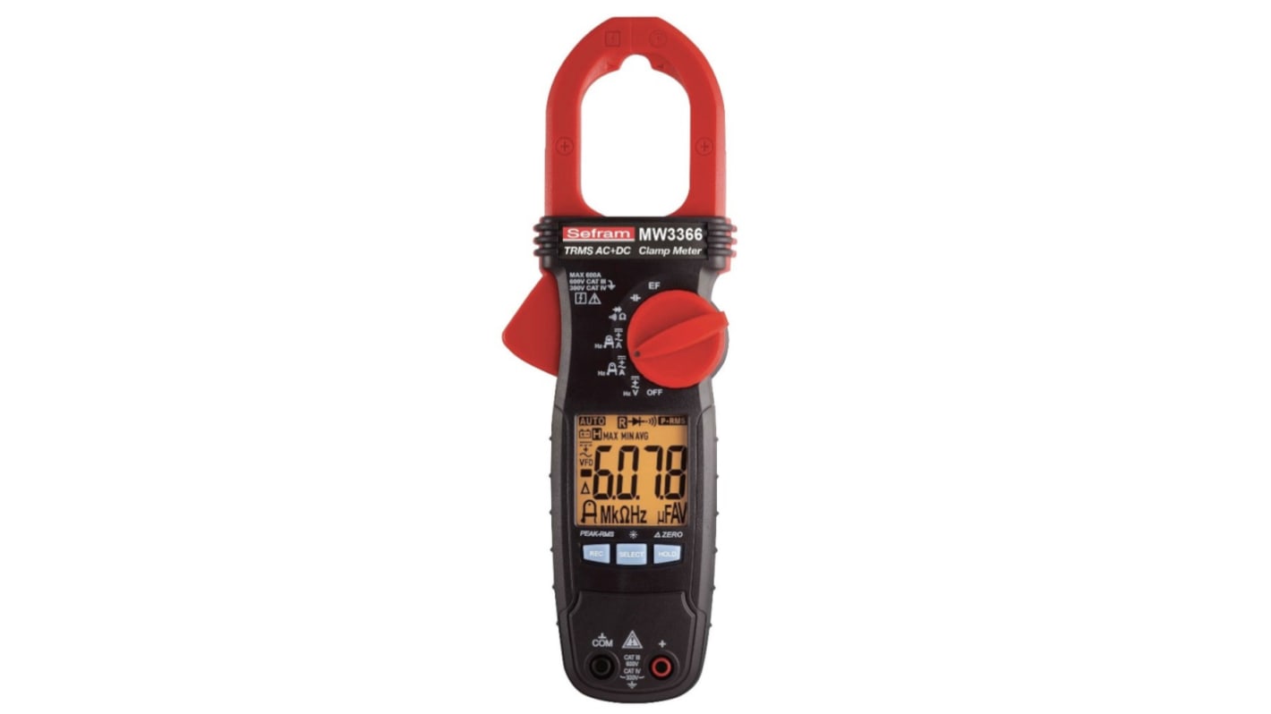 Sefram MW3366 Clamp Meter, 600A dc, Max Current 600A ac CAT III 600V and CAT IV 300V With RS Calibration