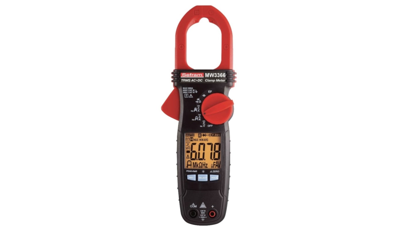 Sefram MW3366 Clamp Meter, 600A dc, Max Current 600A ac CAT III 600V and CAT IV 300V With UKAS Calibration
