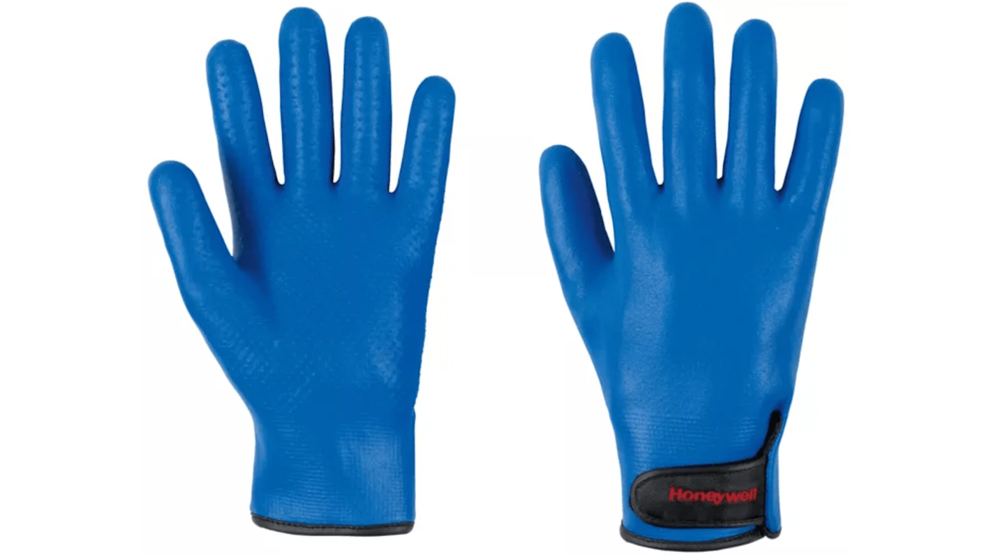 Guantes de trabajo de Poliamida Azul serie DEEPBLUE, talla 12, con recubrimiento de Espuma de nitrilo, Uso general