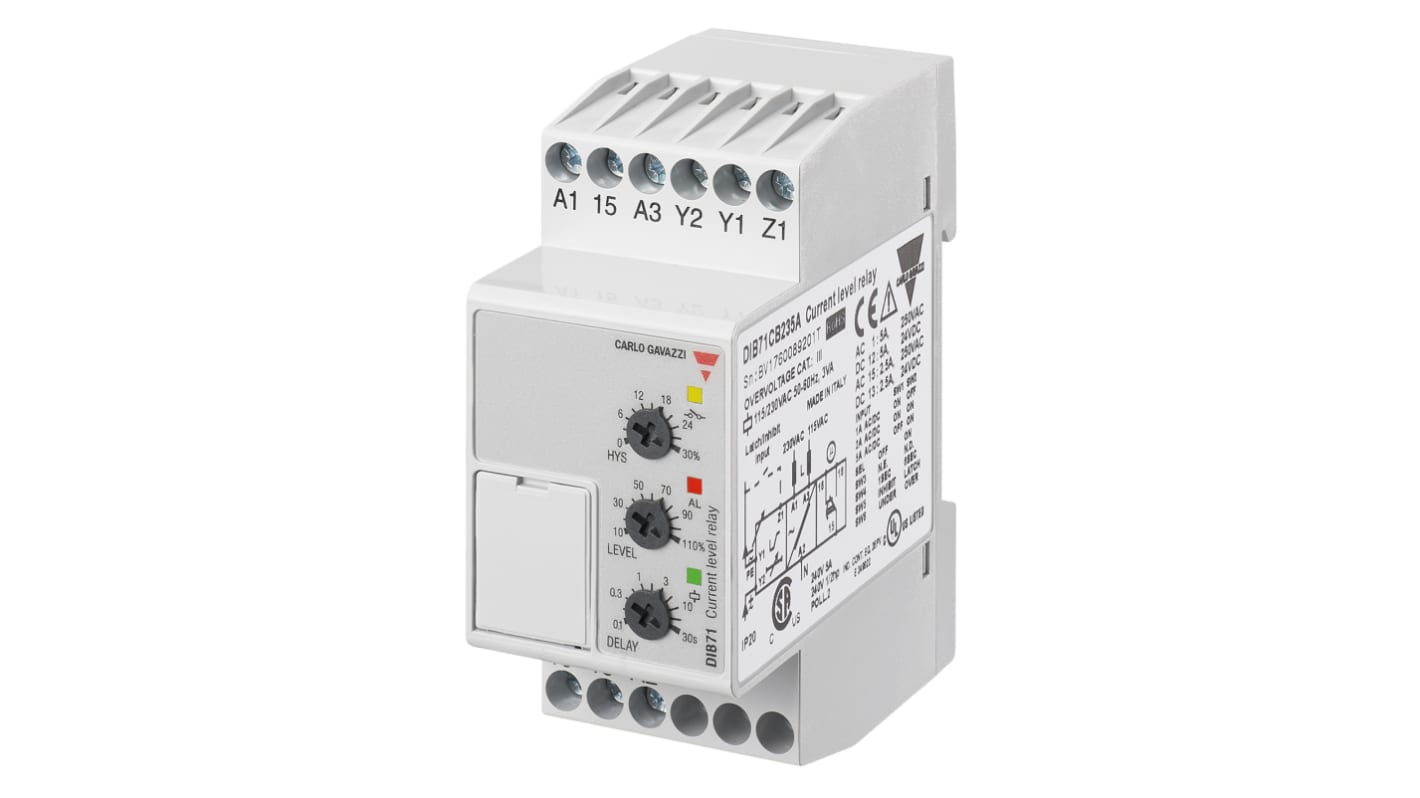 Relè di monitoraggio Corrente Carlo Gavazzi DIB71CB235A, SPDT