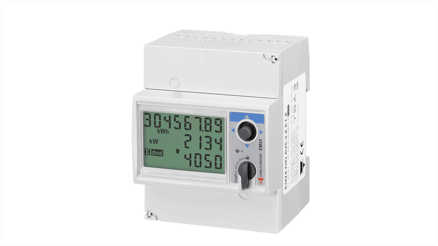 Medidor de energía Carlo Gavazzi serie EM24DINAV, display Display LCD, 3 fases