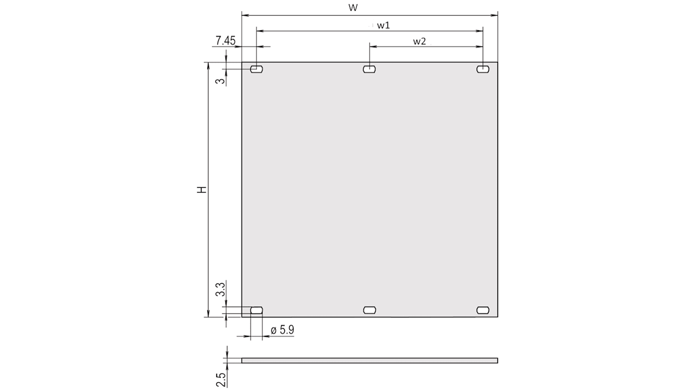 nVent-SCHROFF Aluminium Front Panel, 128.4 x 50.5 x 2.5mm