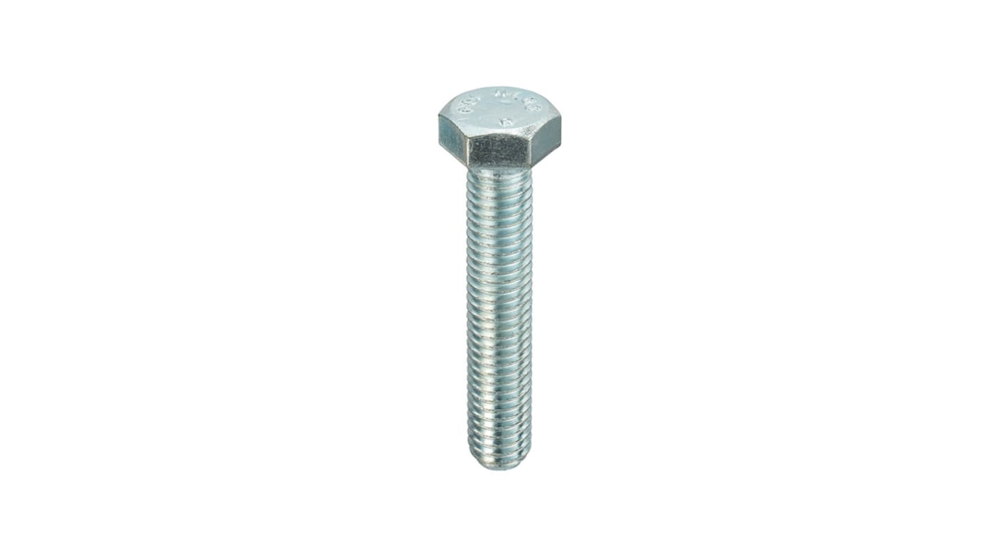 RS PRO Bright Zinc Plated Steel, Hex Bolt, M12mm x 30mm