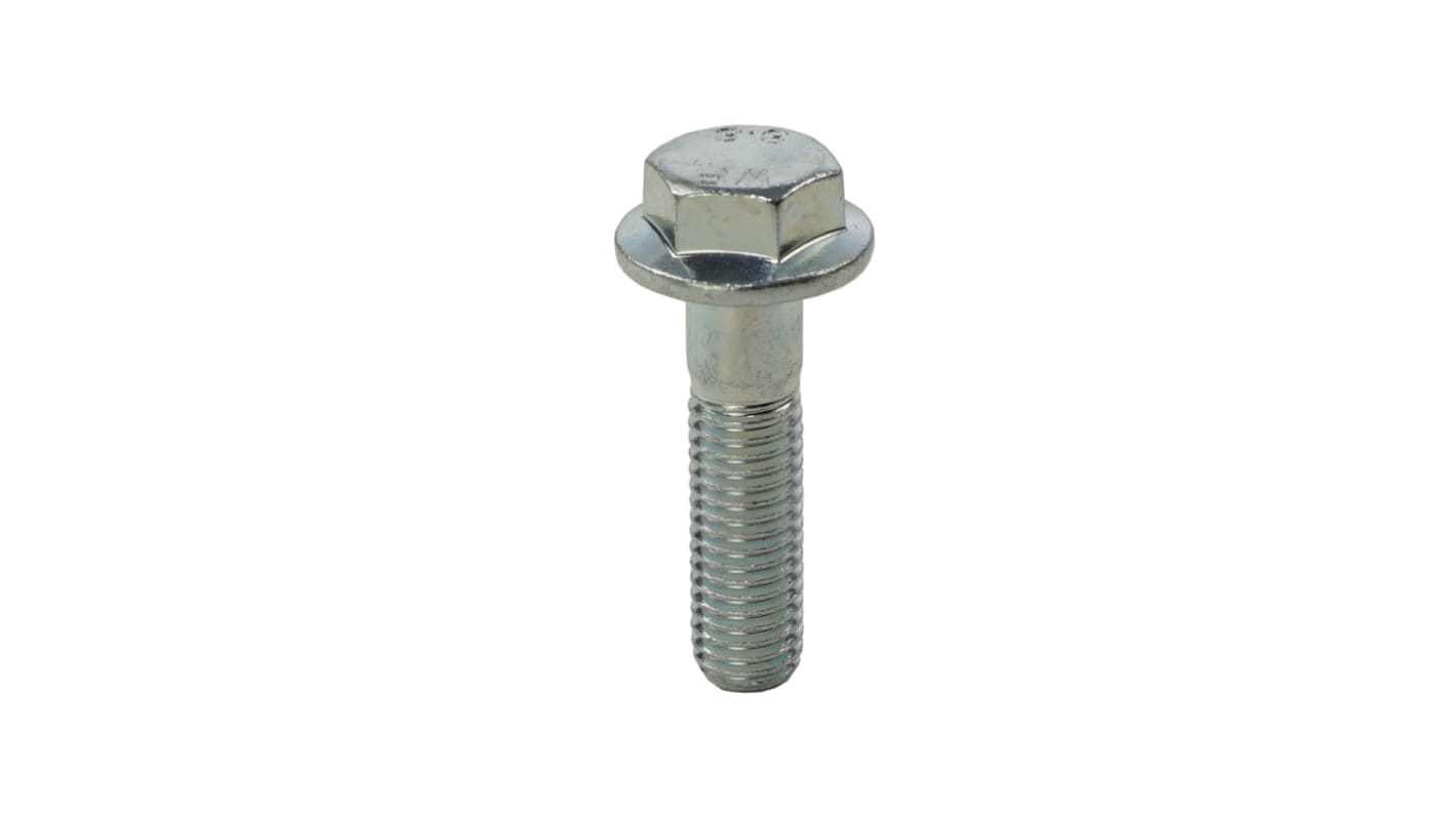 Bright Zinc Plated Steel, Flange Bolt, M6mm x 12mm