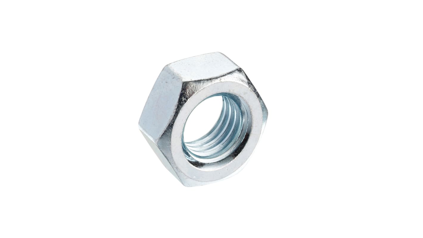 Tuerca hexagonal M10mm RS PRO de acero Galvanizado brillante